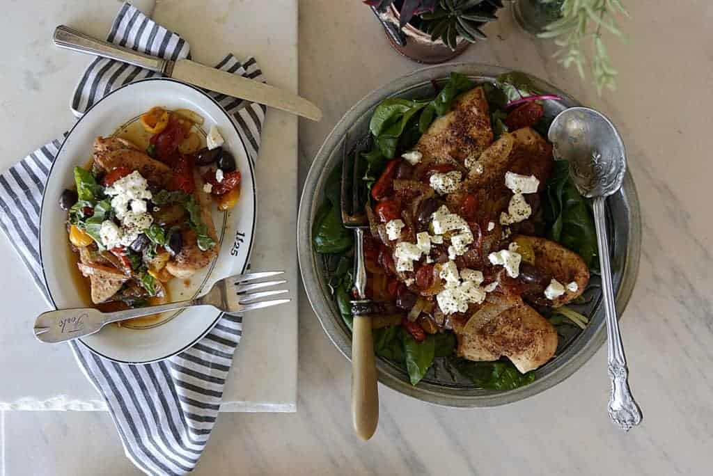 harissa chicken tomatoes onions feta, harissa chicken recipe