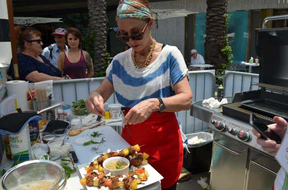 veal harissa meatball & fruit kabobs