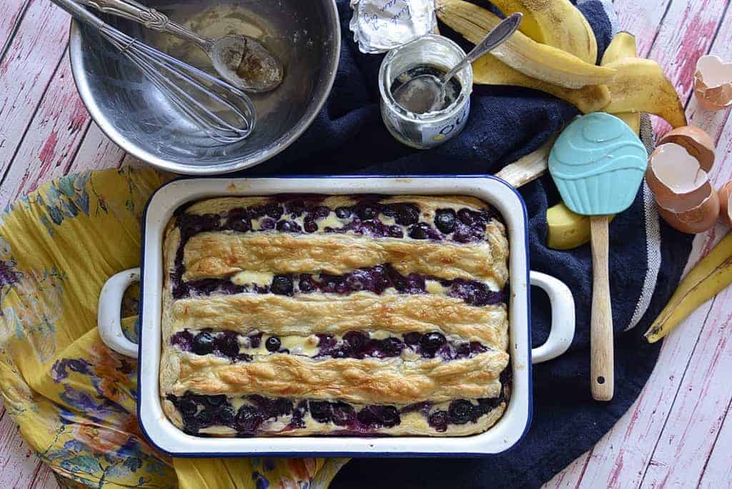 Ricotta Banana Blueberry Pie - Home Cooking Adventure