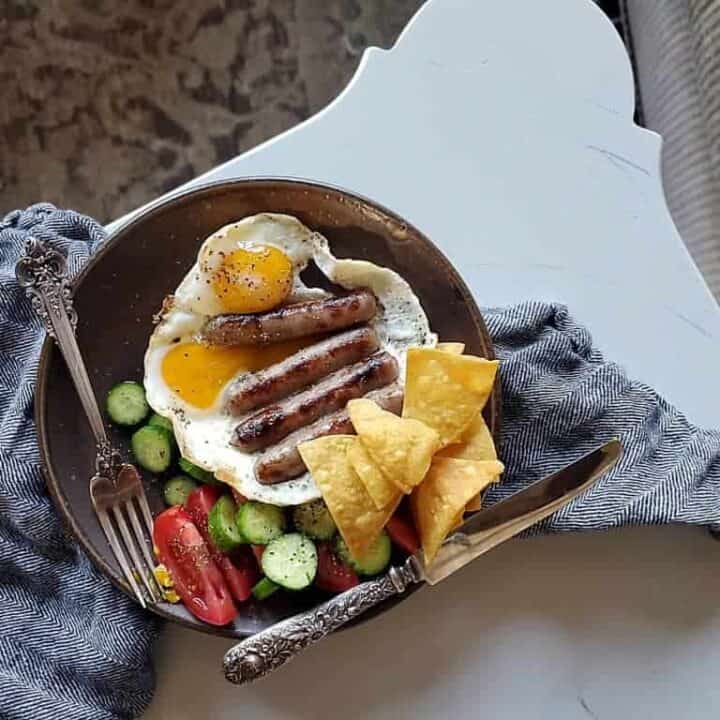 One Pan Breakfast with Sausages and Eggs