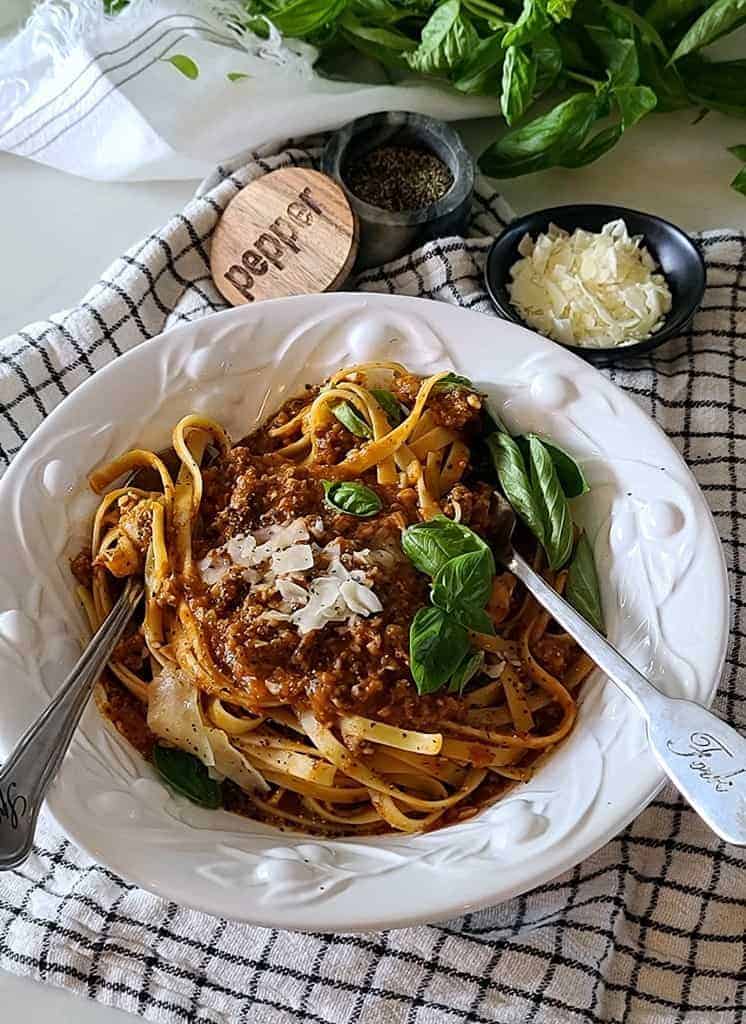 almond parmesan bolognese