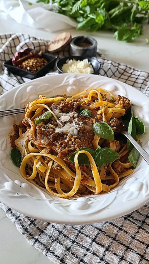 almond parmesan bolognese