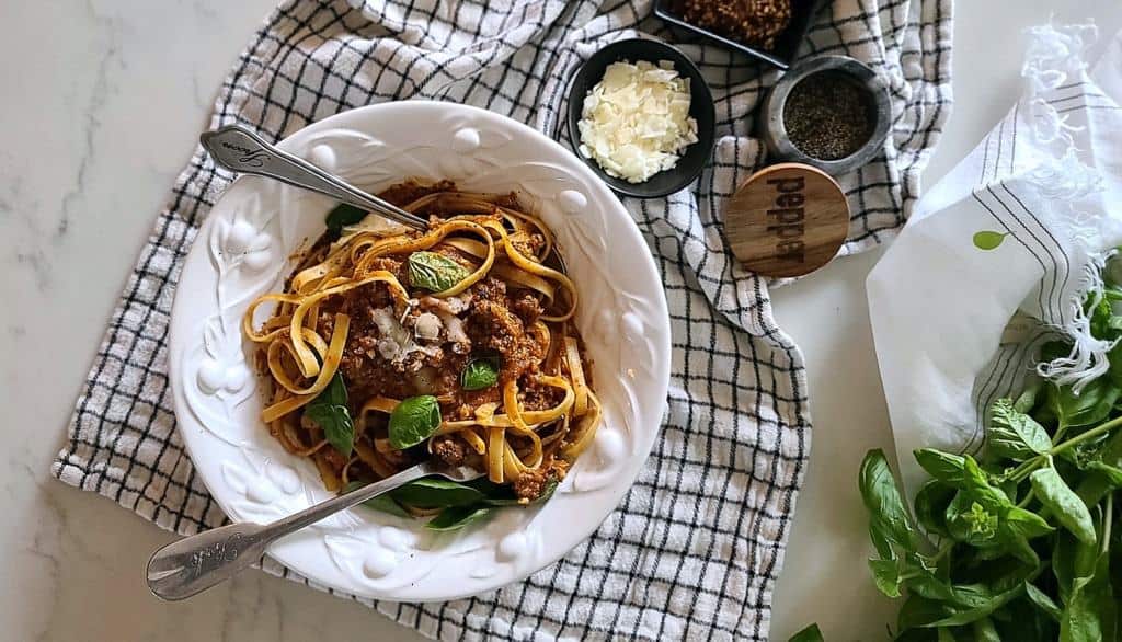 almond parmesan bolognese