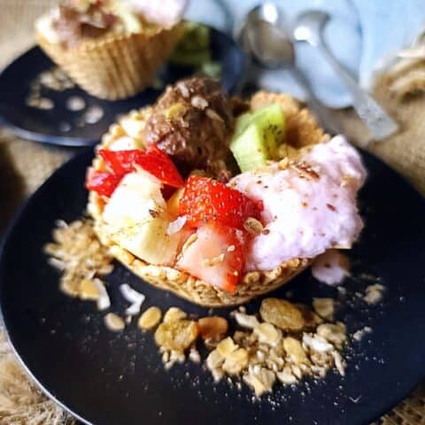 fruit yogurt waffle bowls