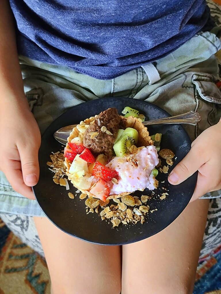 fruit yogurt waffle bowls