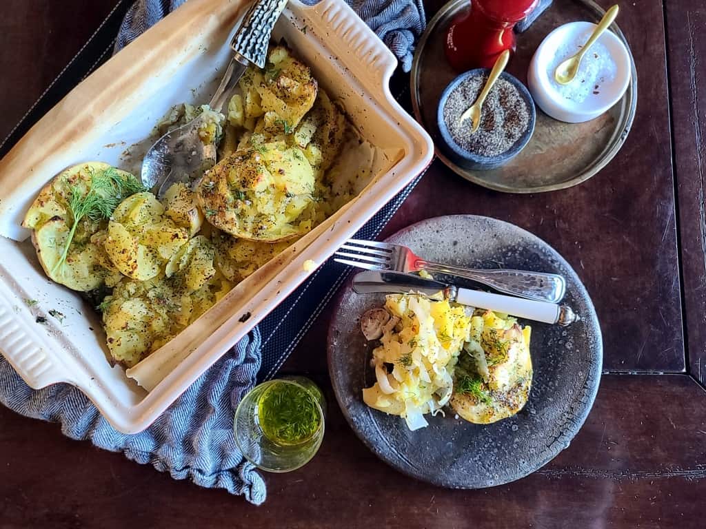 Easy Salt Vinegar Smashed Potatoes