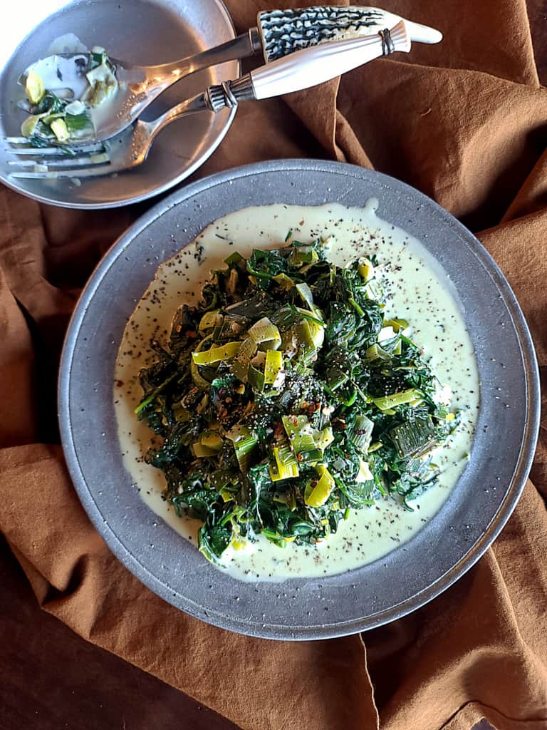 Creamed Spinach and Leeks