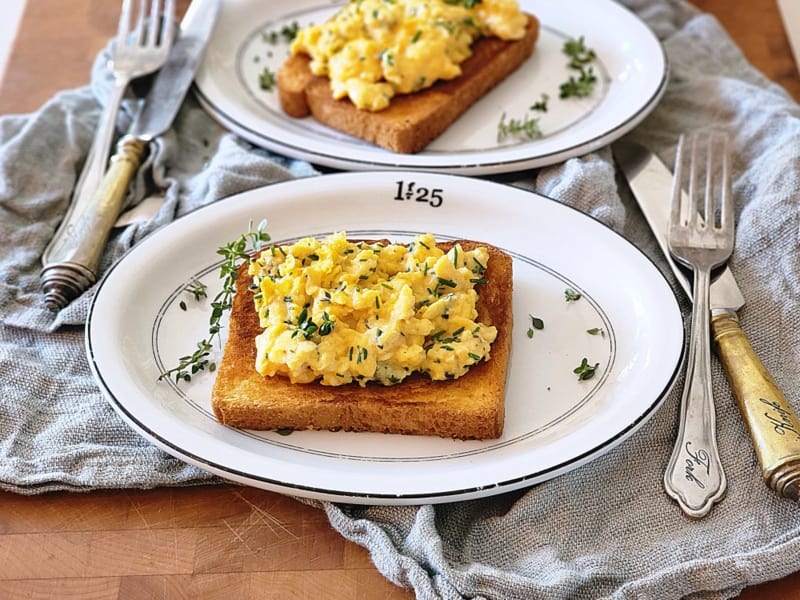 Fluffy Scrambled Eggs with Cottage Cheese - Little Sunny Kitchen