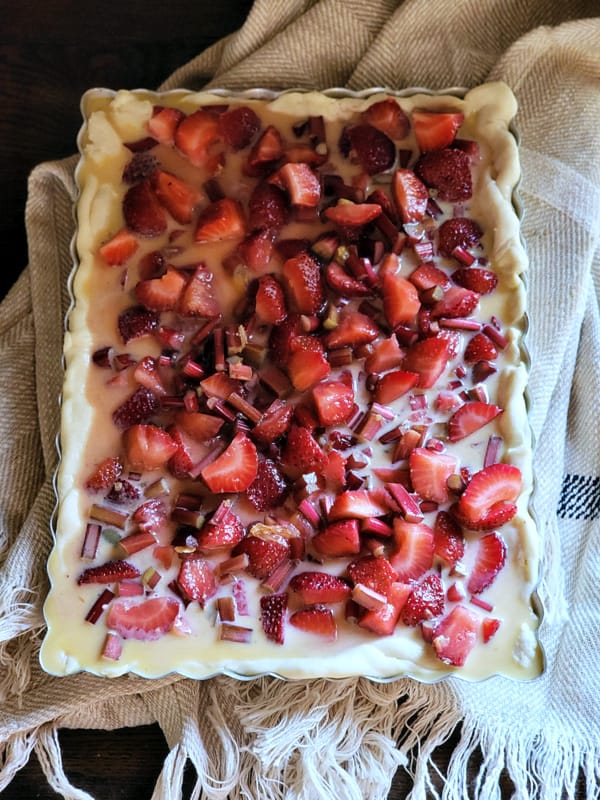 Strawberry Rhubarb Custard Tart