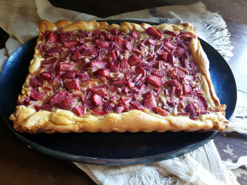 Strawberry Rhubarb Custard Tart